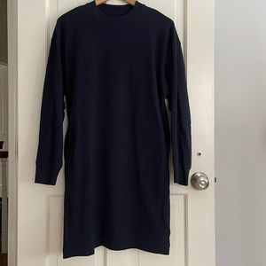 Uniqlo Navy Blue Crewneck Cotton Sweatshirt Sweater Dress